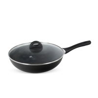 Wok 30Cm Con Tapa De Vidrio Wens Firenze Negro Antiadherente