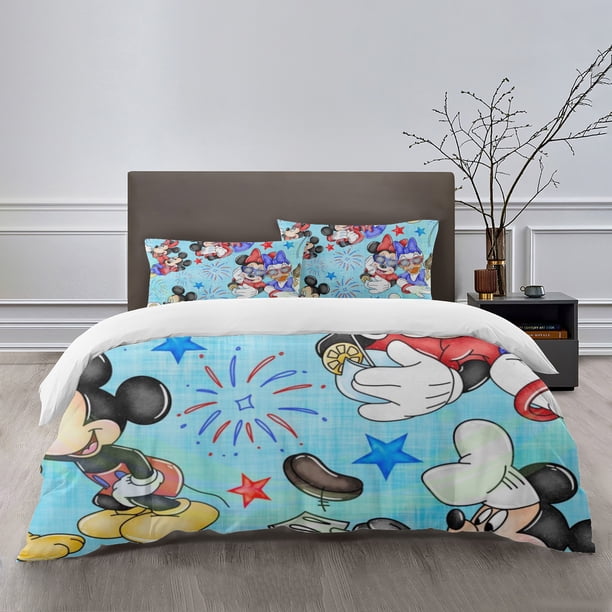 Mickey Mouse Bedding Sets Bed Cartoon Duvet Cover Lightweight 3 Piece Bet Sets for Kids Boys Girls