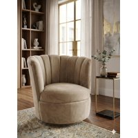 Muebles New - Sitial Flor Giratorio Beige Felpa