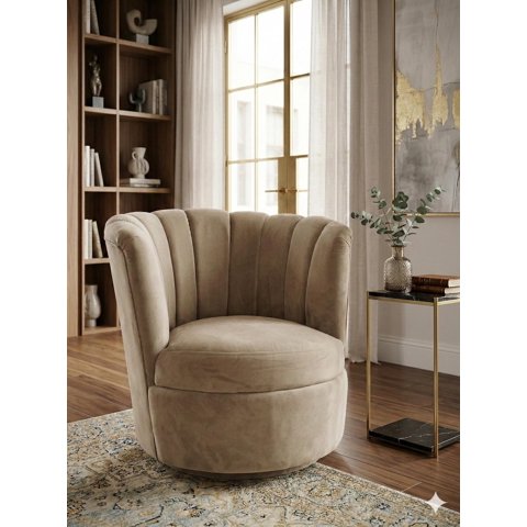 Muebles New - Sitial Flor Giratorio Beige Felpa