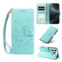 Funda Billetera Foxdock Compatible Con Iphone 16 Pro Max, Diseño Perrito Tierno, Ranuras Para Tarjetas Y Soporte Plegable