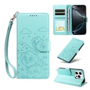 Funda Billetera Foxdock Compatible Con Iphone 16 Pro Max, Diseño Perrito Tierno, Ranuras Para Tarjetas Y Soporte Plegable