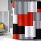 thumbnail image 5 of Cortina de ducha moderna de mediados de siglo, color rojo, accesorios de baño, juego de cortina de ducha negra y gris con 12 ganchos, 183 x 183 cm (rojo), 5 of 8