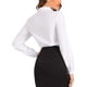 thumbnail image 3 of INSPIRE CHIC Blusa de Mujer con Botones Abajo, Leotardo, Cuello Peter Pan, Manga Larga, Tops de Negocios, XL Blanco, 3 of 5