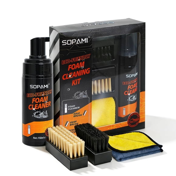 Kit de Limpieza de Zapatos SOPAMI con Espuma, Cepillos y Toallas