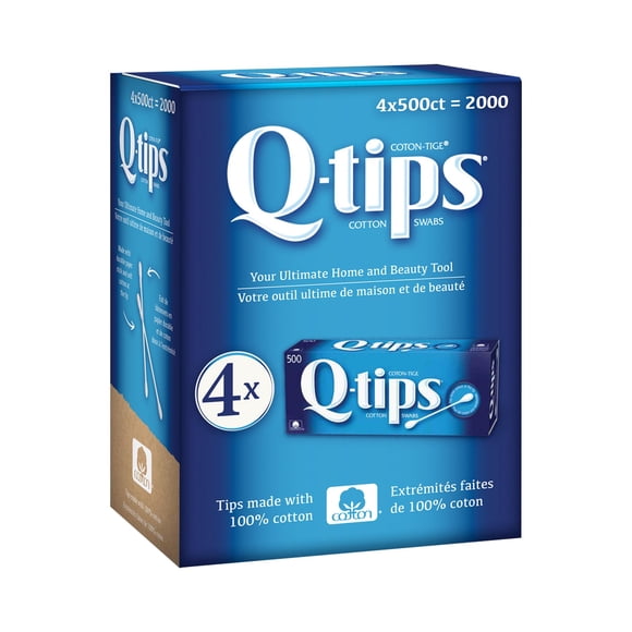 Hisopos de algodón Q-tips 4 paquetes de 500 unidades c/u (2000 en total)