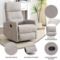 M&Ms - Manual Recliner Chair With Rocker And Swivel In Fabric For Living Room, Grey