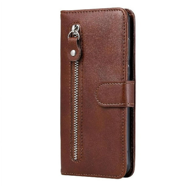 Funda con Cremallera para Xiaomi Redmi 9A, Carcasa Cartera de Cuero PU con Soporte y Tarjetero
