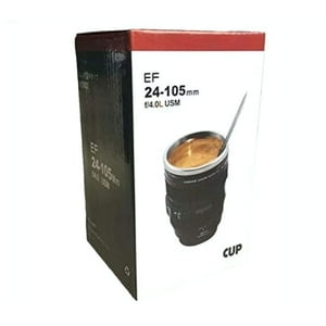 Disparo - Vaso Cafe Camara Negro 14Cm Con Tapa Diseño Moderno