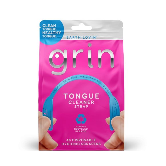 GRIN Tongue Cleaner Strap, 48 Count, Disposable Tongue Cleaner