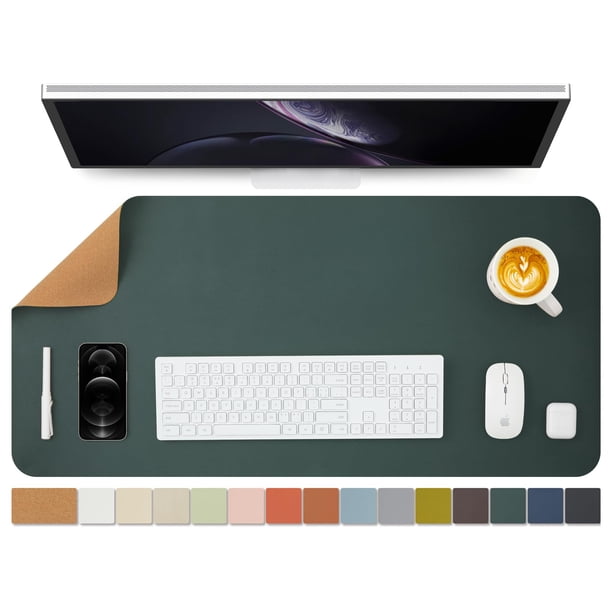 Alfombra de escritorio de corcho HOMIEAZICOZI de doble cara, color verde oscuro, 90 cm x 43 cm
