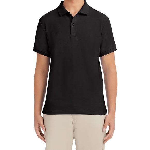 Polo Izod de manga corta en piqué para hombre, color negro, talla 42-43