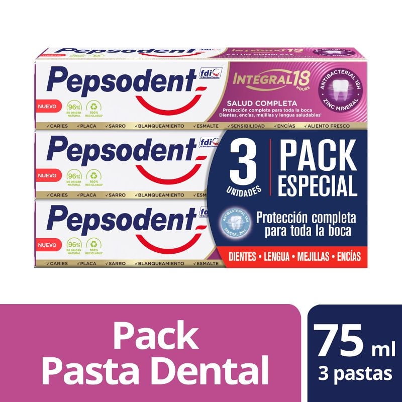 Pack 3 Pasta Dental Integral 18 75 ml Pepsodent