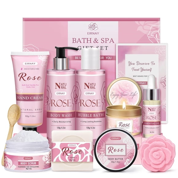 Set Spa Rose EIRNAY 12 Piezas Vela Jabon Crema Corporal