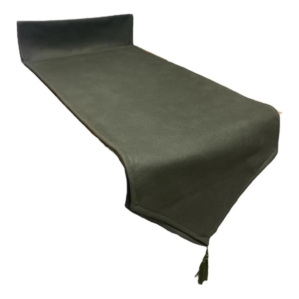 Mantel Camino De Mesa Con Pompon Cuero Sintetico 180x35cm verde