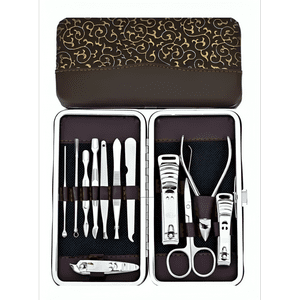 Genérico - Estuche 12 Pcs Manicure Pedicure Acero Inoxidable