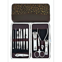 Genérico - Estuche 12 Pcs Manicure Pedicure Acero Inoxidable