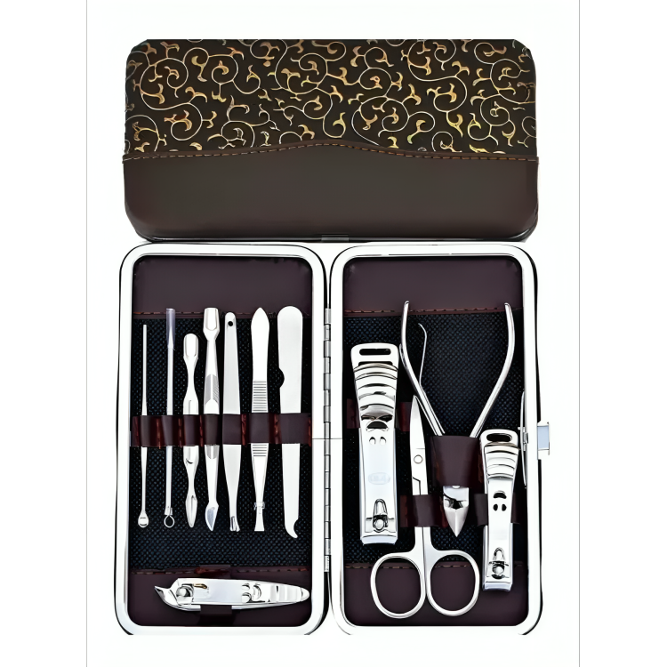 Genérico - Estuche 12 Pcs Manicure Pedicure Acero Inoxidable