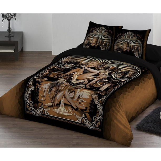 Hollywood Night- Duvet Set Tattoo Dark Fantasy 3-Piece Bedding Set (1 Duvet Cover + 2 Pillow Shams)