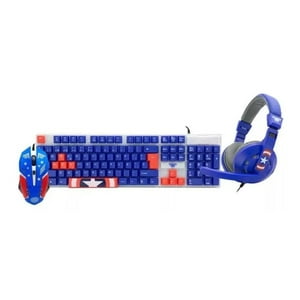 Disney - Kit Gamer Teclado Mouse Audifonos Capitan America Infantil