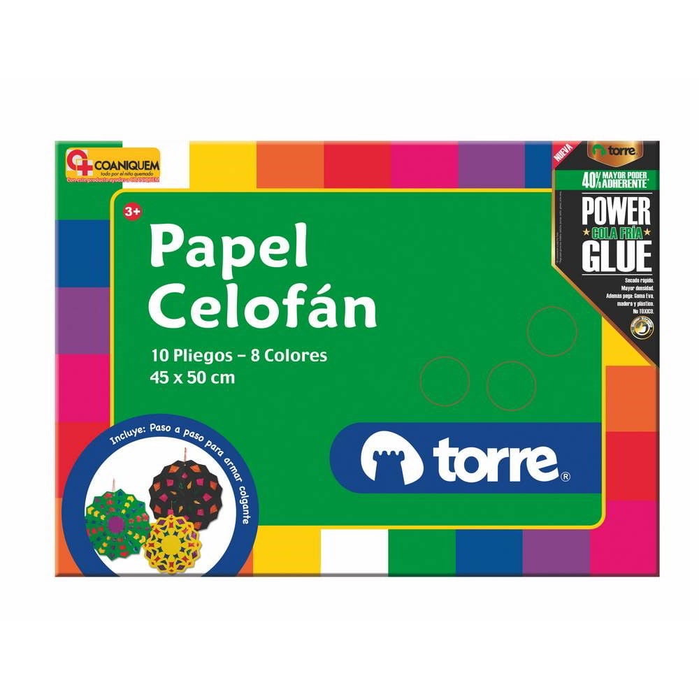Papel Celofán 10 Pliegos 8 Colores 1 Un Torre