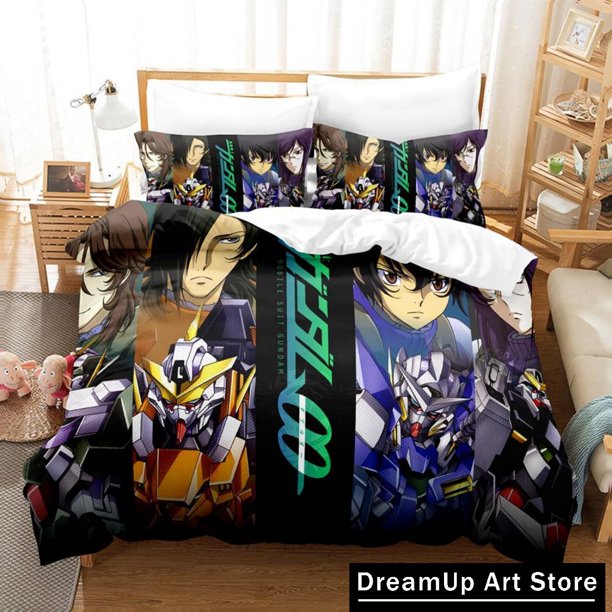 FashionG-Gundam Bedding Set Boys Girls Duvet Cover Pillowcase Bed Adult Bedroom