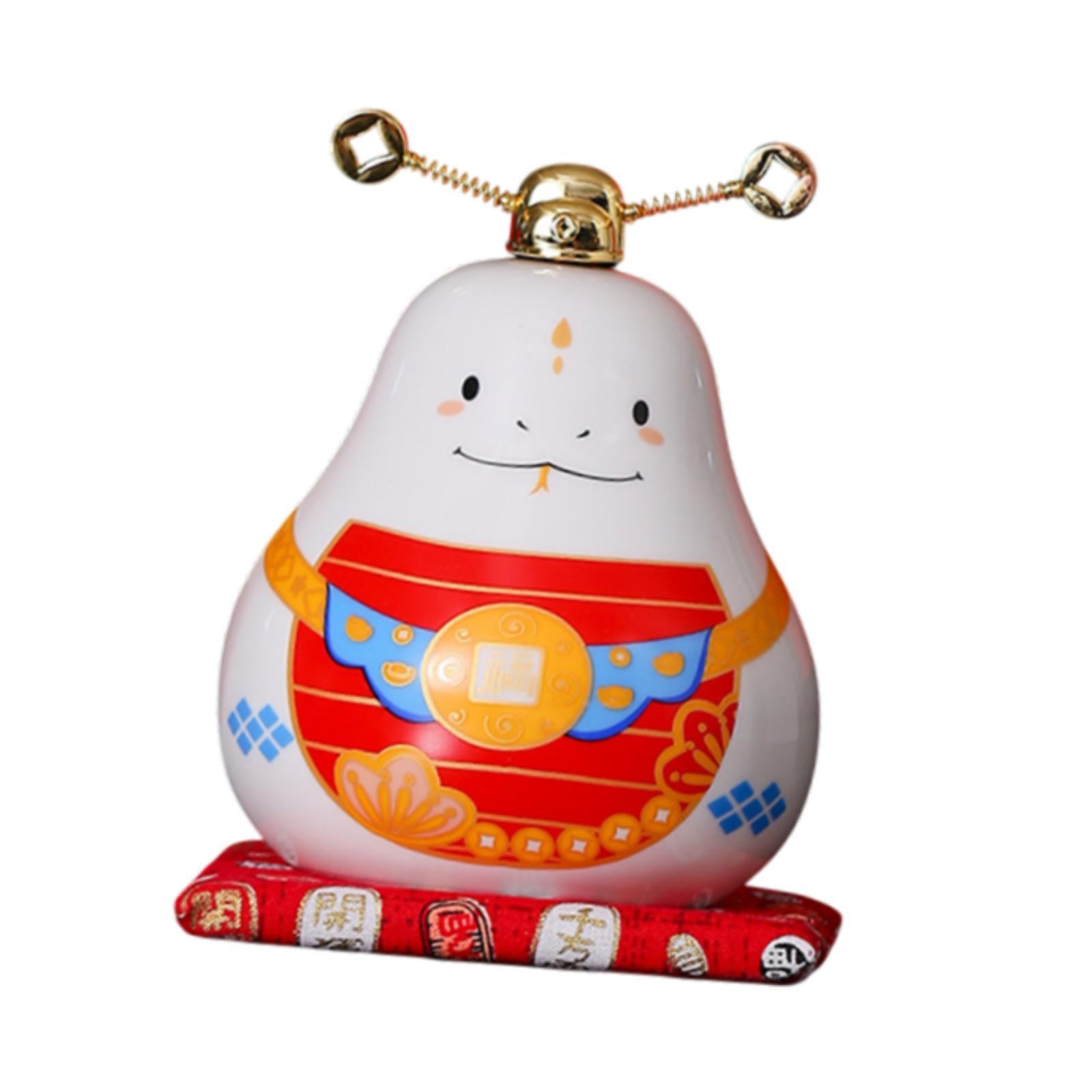 Magideal - -Escultura, Alcancía Del Año Nuevo Chino, Figura De Banco De Ahorro De Dinero De Escritorio Para El Hogar, La Oficina, El Festival De Primavera, Niños Blanco