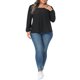thumbnail image 2 of Agnes Orinda Camisetas para Mujer de Talla Grande Cuello Cuadrado Manga Larga Casual Elegante Camisas con Ojal 3X Negro, 2 of 6