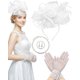 thumbnail image 1 of Sombrero Fascinator Thstdhy – Set de Accesorios para Fiesta de Té en Blanco, 1 of 7