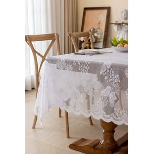 Genérico - Mantel Mariposa Visillo Encajes 150X215 Blanco