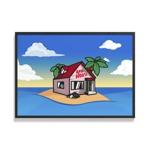 Creango - Cuadro Poster Enmarcado Dragon Ball Kame House Decorativo