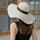 thumbnail image 5 of Sombrero de paja con lazo grande para mujer, gorra de playa grande, flexible, plegable y enrollable, sombrero para el sol, gorra de playa de verano con protección UV., 5 of 5