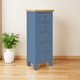 thumbnail image 2 of Cómoda "Kull" Minimalista 5 Cajones Mueble de Madera Slim - Azúl Marino - 55x40x120 cm, 2 of 3
