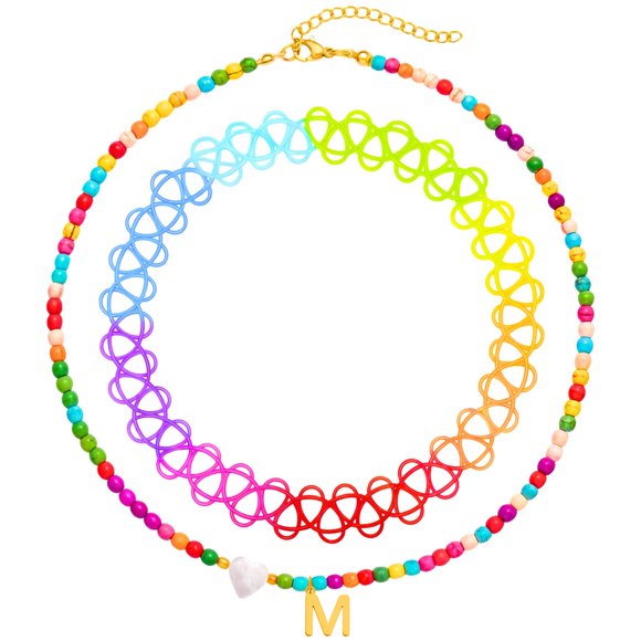 Collar Bodyj4you con colgante para niños con la inicial de la letra M, color dorado