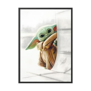 Creango - Cuadro Poster Enmarcado Grogu The Mandalorian Decorativo