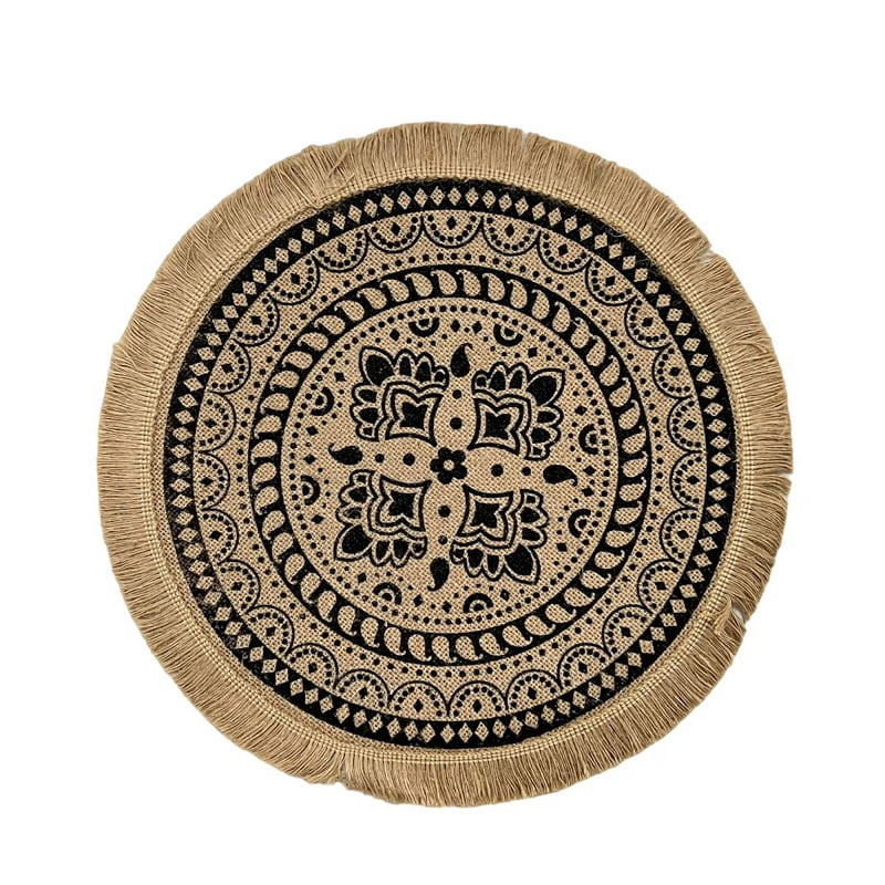 Genérico - Individuales Manteles De Mesa Con Decoración Etnia, Yute 38 Cm