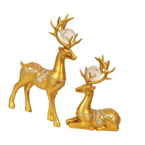 Bothyi - 2 Figuras De Reno Para Decoración Del Hogar, Estatua De Ciervo, Escultura Para Sala De Estar Y Fiesta.