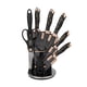 thumbnail image 1 of Set Cuchillos De Cocina 9 Piezas Con Base Giratoria Marmoleado Negro Dorado, 1 of 3