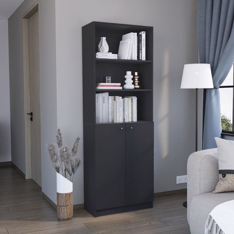 Tuhome - Estante Elw9578 De 2 Puertas Y 3 Repisas 180.6 Cm Wengue