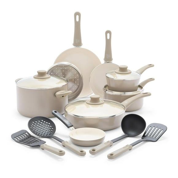 Juego de utensilios de cocina GreenLife Soft Grip, 16 piezas, cerámica antiadherente