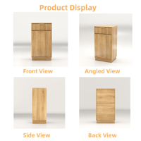 M&Ms - 10-Gallon Woodgrain Tilt-Out Trash Can Cabinet With Wave-Textured Drawer & Pull-Out Bin - Multipurpose Kitchen/Bath Organizer In Oak Finish