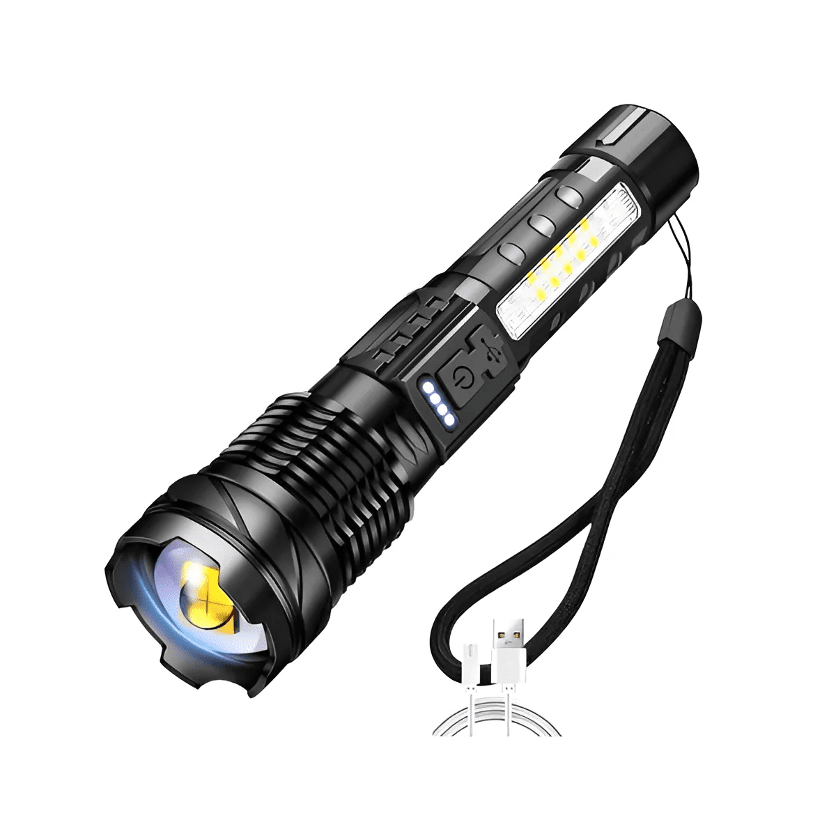 Genérico - Linterna Led Usb Titanium Tactical Laser Pro Camping Trail, Color: Negro, Color De Luz: Negro