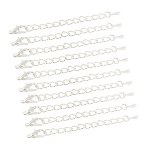 Magideal - 10 Uds. Collar De Cadena De Extensión Para La Fabricación De Joyas, Cordón De , Cadena De Extensión, Cadena Artesanal, Diy , Plata