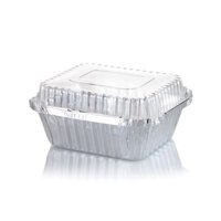 Genérica - Bandeja Envase De Aluminio C10 Rectangular Con Tapa Transparente