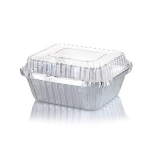 Genérica - Bandeja Envase De Aluminio C10 Rectangular Con Tapa Transparente