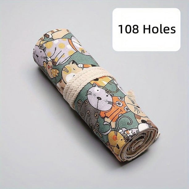 Exquisite Pencil Roll Bag - 12/24/36/48/72-Hole Art Roll Pencil Case for Student Stationery Storage and School Supplies