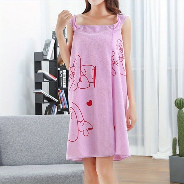 1pc Quick-Drying Women's Bathrobe with Thick Straps - Absorbent Spa Wrap Towel for Home and Bathroom - Comfortable Bath Skirt for Bathroom Supplies