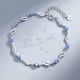 thumbnail image 1 of Pulsera de Eslabones Ondulados en Tono Plateado para Mujer con Cristales Redondos Azules Ajustable Cadena Principal de 19 Cm Extensión de 5 Cm, 1 of 6