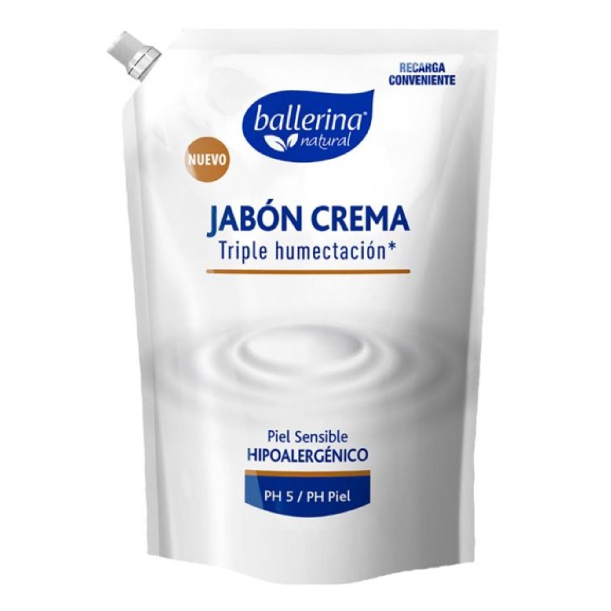 Jabón Crema Triple Humectación Piel Sensible Hipoalergénico 750 ml Ballerina