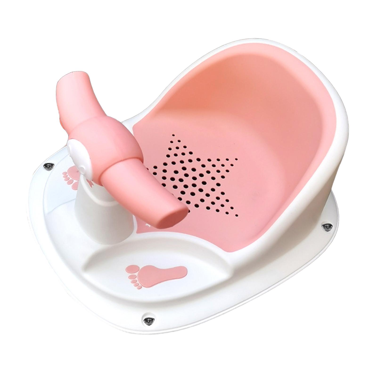 Magideal - Asiento De Baño Con Ventosa Asiento De Baño Con Orificio De Drenaje Soporte De Asiento De Baño Silla De Baño Resistente Baño Para 6 Meses En Adelante , Rosado